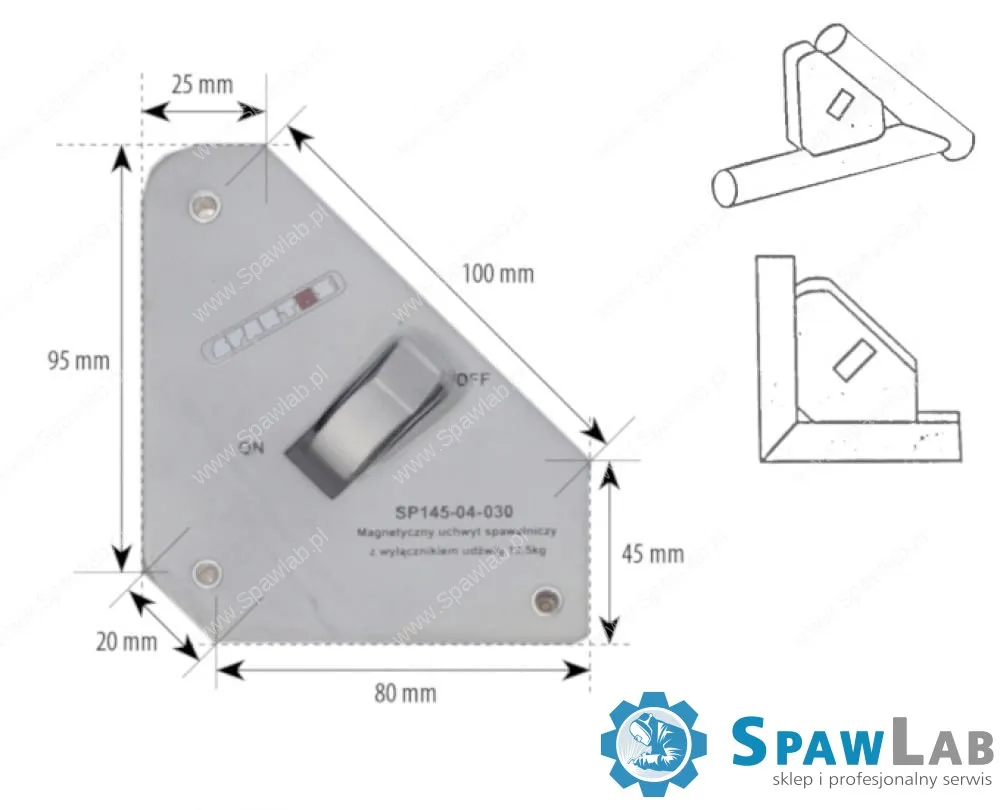 Spartus Magnetyczny uchwyt spawalniczy z wyłącznikiem udźwig: 13,5kg