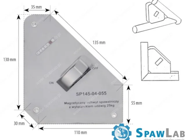 Spartus Magnetyczny uchwyt spawalniczy z wyłącznikiem udźwig: 25kg