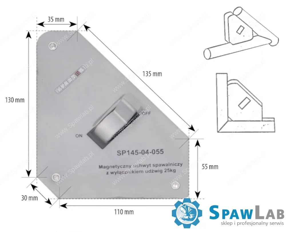 Spartus Magnetyczny uchwyt spawalniczy z wyłącznikiem udźwig: 25kg