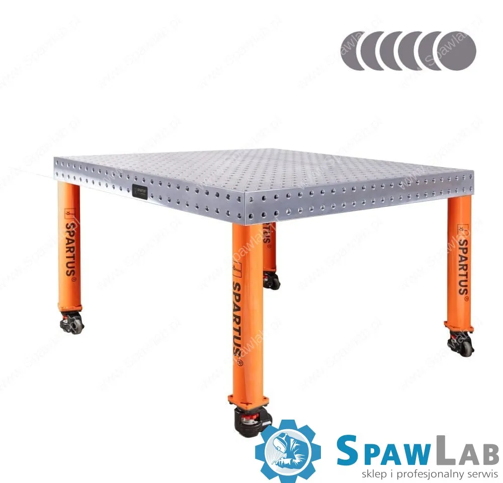Spartus [Outlet] Stół spawalniczy Spartus Hermes 3D 1200x1200x100mm | system D16 | 4 nogi z kółkami L=650mm