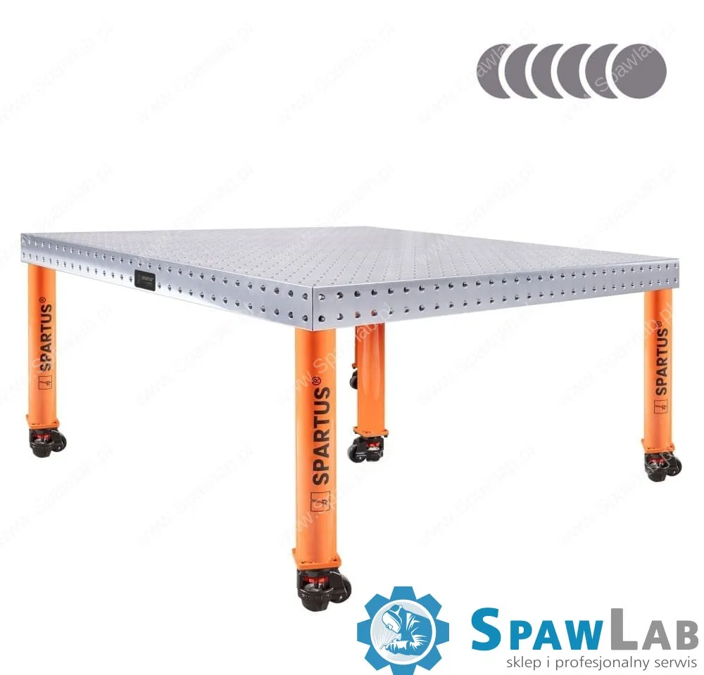 Spartus [Outlet] Stół spawalniczy Spartus Hermes 3D 1500x1500x100mm | system D16 | 5 nóg z kółkami L=650mm