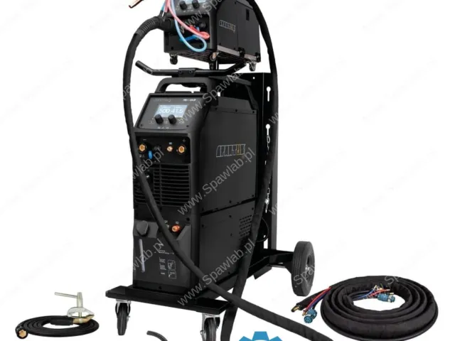 Spartus ProMIG 535 Dual Pulse [źródło, chłodnica, podajnik, przewód zespolony, wózek] pakiet z uchwytem SPP501 - 3m