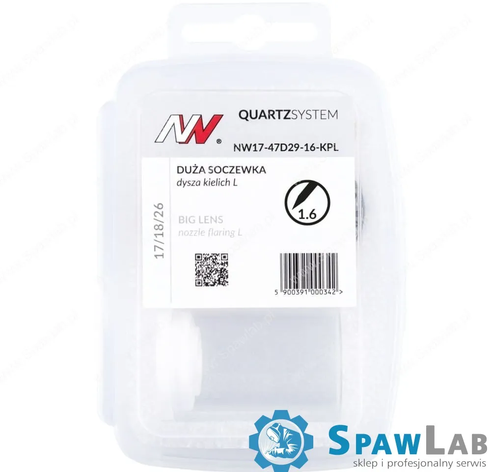 Spartus QUARTZSYSTEM - duża soczewka dysza L, wymienne sitko 17/18/26 [na elektrodę 2.4mm], zdjęcie 4
