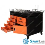 Spartus Stół spawalniczy 1200x750x820mm na kółkach, system D16, z szufladami, szafką i zestawem 62 narzędzi, zdjęcie 2