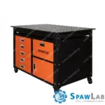 Spartus Stół spawalniczy 1200x750x820mm na kółkach, system D16, z szufladami, szafką i zestawem 62 narzędzi, zdjęcie 3