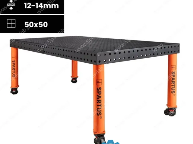 Spartus Stół spawalniczy Spartus Maximus 3D 2000x1000x100mm | system D16 | 4 nogi z kółkami L=650mm
