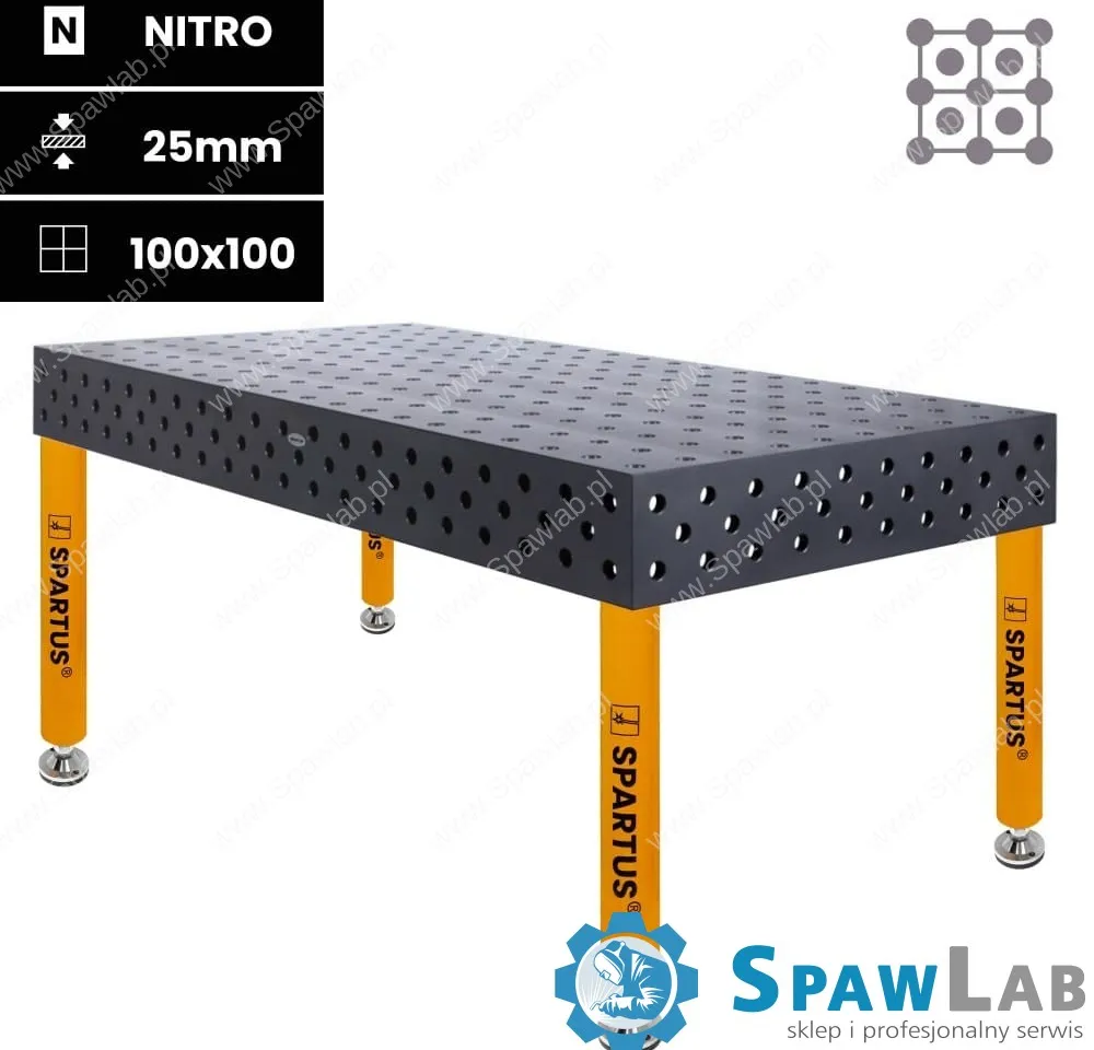 Spartus Stół spawalniczy Spartus Maximus 3D 2000x1000x200mm | diagonalny | D28 | 4 nogi ze stopami L=650mm