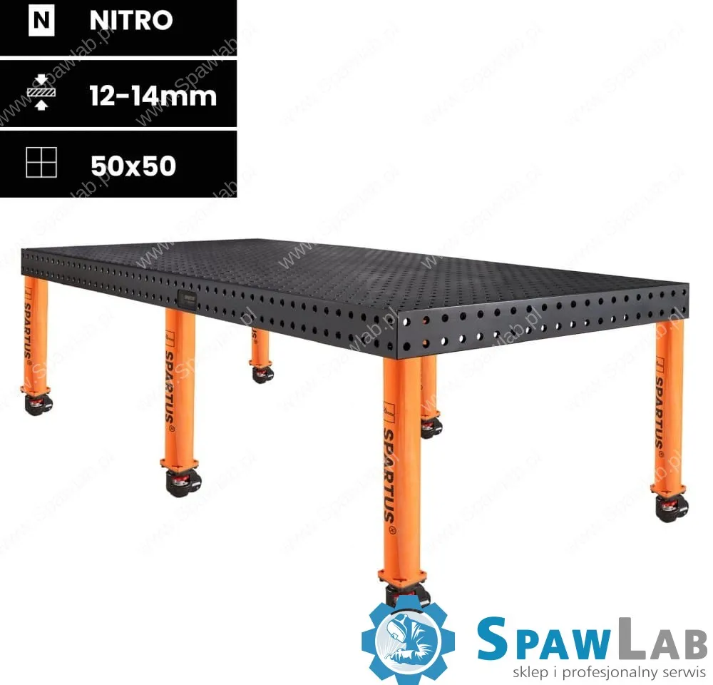 Spartus Stół spawalniczy Spartus Maximus 3D 2400x1200x100mm | system D16 | 6 nóg z kółkami L=650mm