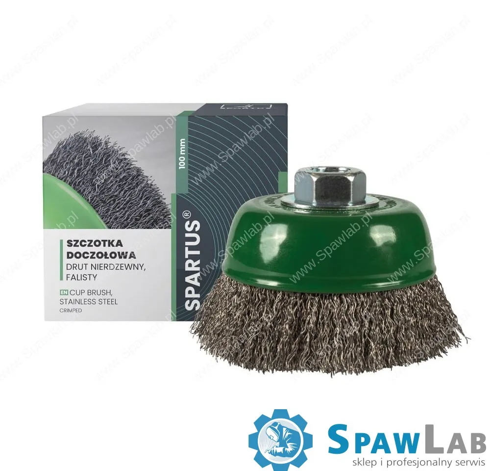 Spartus Szczotka doczołowa fi 100mm, drut nierdzewny falisty 0,3mm, gwint M14