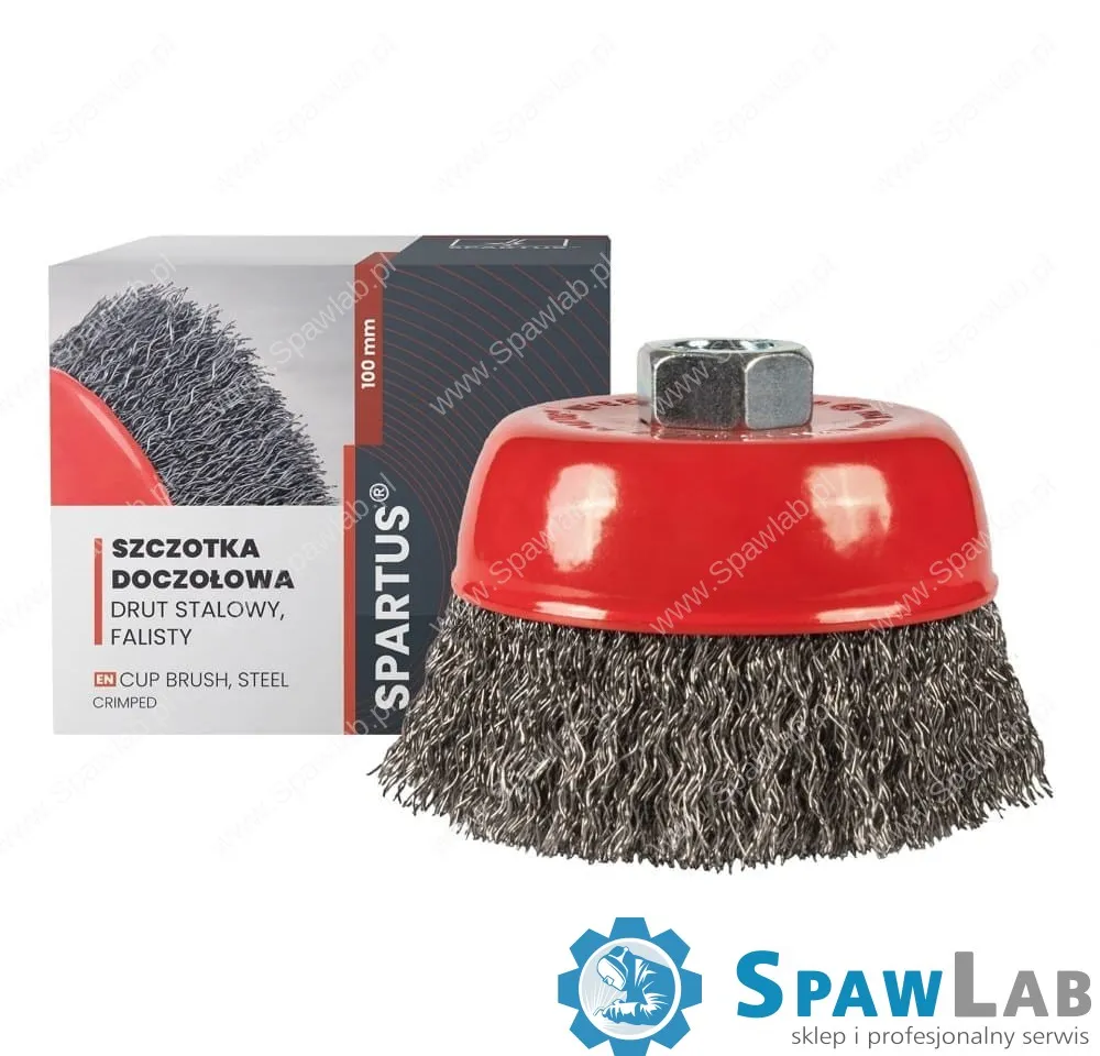 Spartus Szczotka doczołowa fi 100mm, drut stalowy falisty 0,3mm, gwint M14