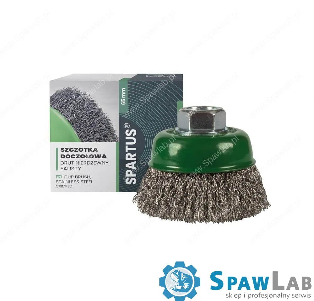 Spartus Szczotka doczołowa fi 65mm, drut nierdzewny falisty 0,3mm, gwint M14