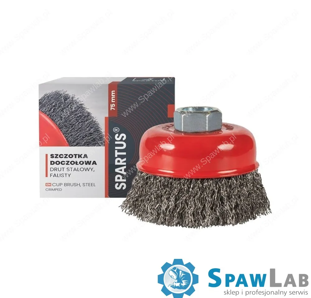 Spartus Szczotka doczołowa fi 75mm, drut stalowy falisty 0,3mm, gwint M14