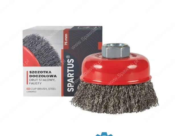 Spartus Szczotka doczołowa fi 75mm, drut stalowy falisty 0,3mm, gwint M14