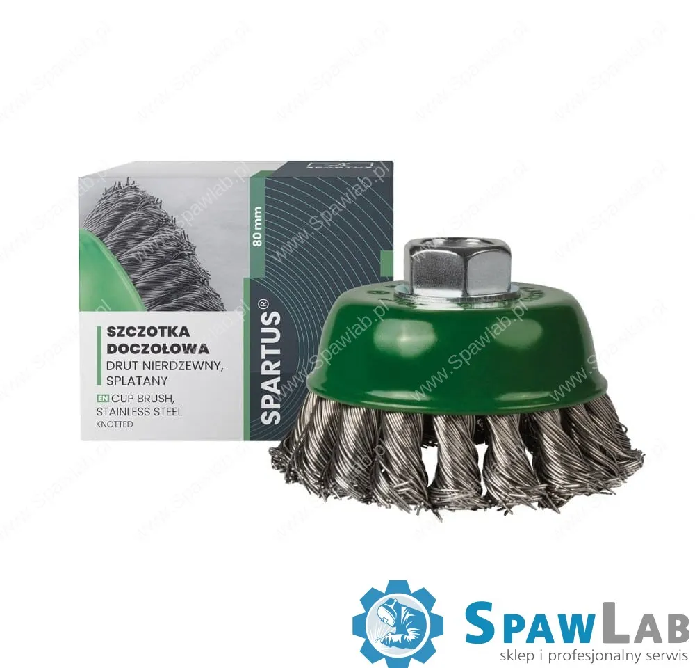 Spartus Szczotka doczołowa fi 80mm, drut nierdzewny splatany 0,5mm, gwint M14