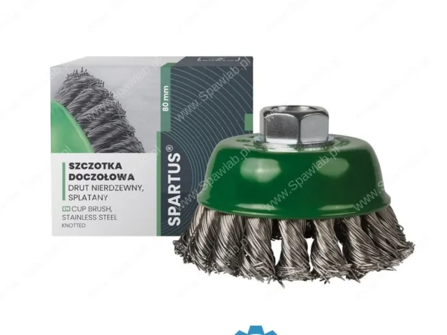 Spartus Szczotka doczołowa fi 80mm, drut nierdzewny splatany 0,5mm, gwint M14