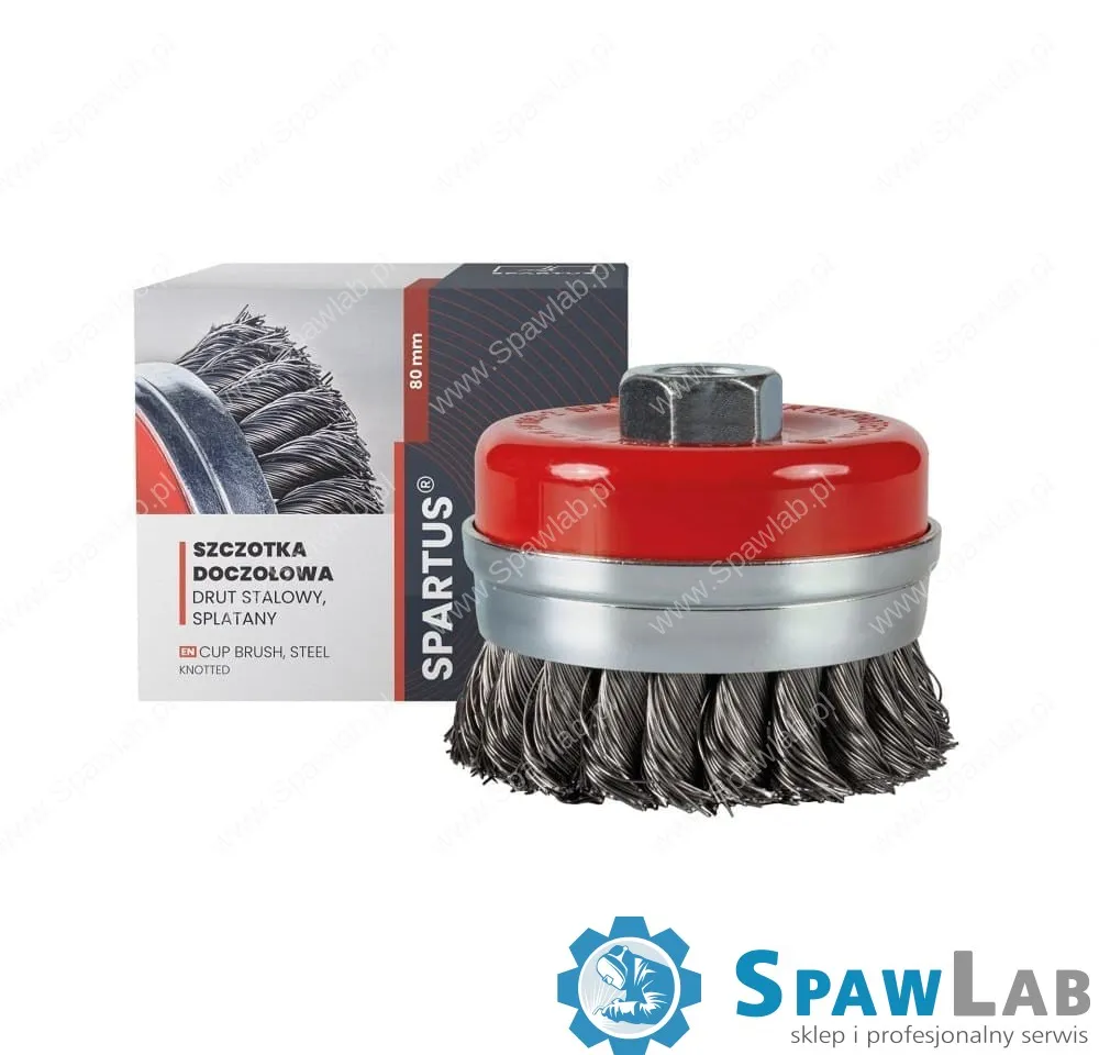 Spartus Szczotka doczołowa fi 80mm, drut stalowy splatany 0,5mm, gwint M14