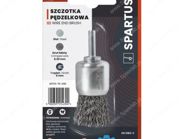 Spartus Szczotka pędzelkowa fi 30mm, drut stalowy falisty 0,3mm, trzpień 6mm