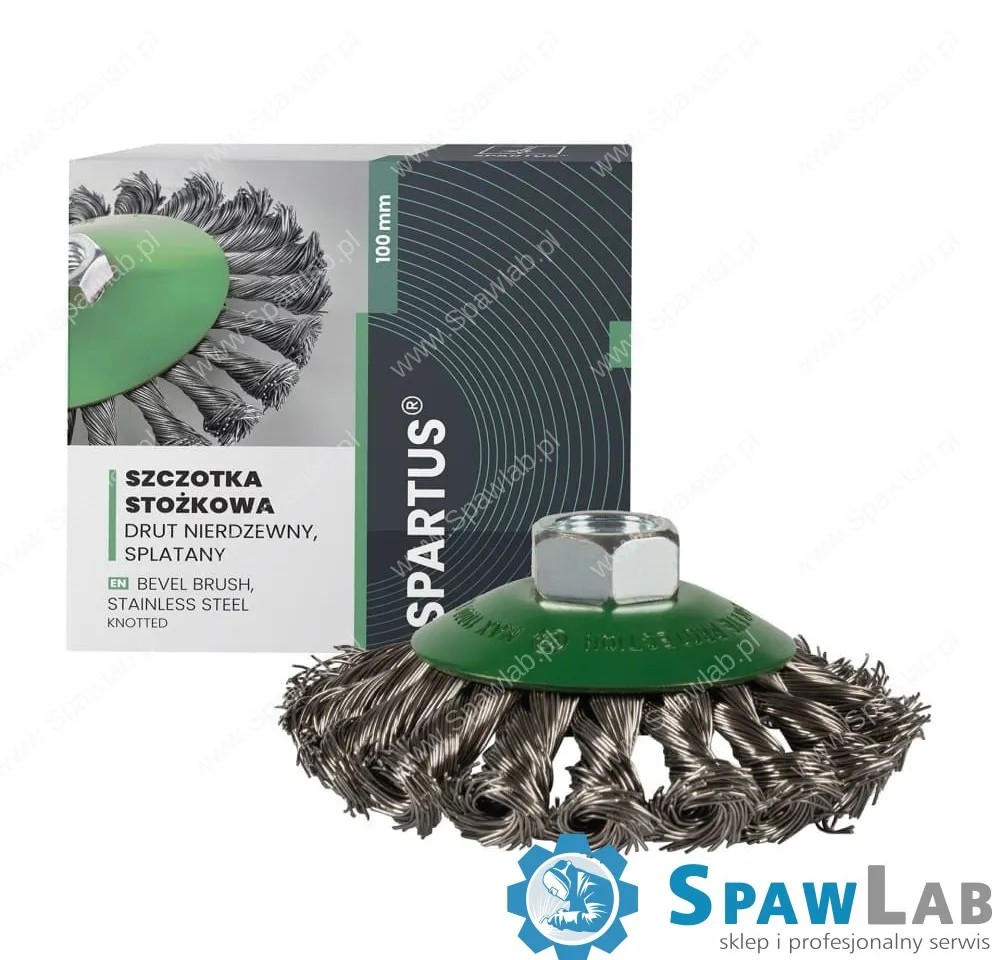 Spartus Szczotka stożkowa fi 100mm, drut nierdzewny splatany 0,5mm, gwint M14