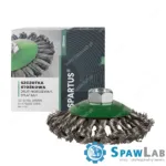 Spartus Szczotka stożkowa fi 100mm, drut nierdzewny splatany 0,5mm, gwint M14