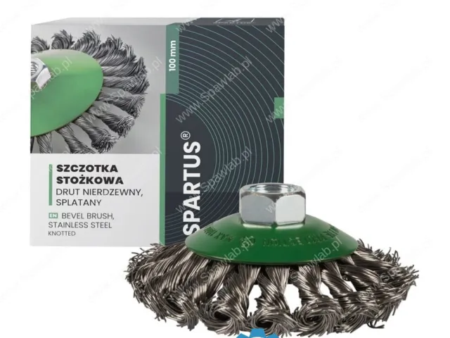 Spartus Szczotka stożkowa fi 100mm, drut nierdzewny splatany 0,5mm, gwint M14