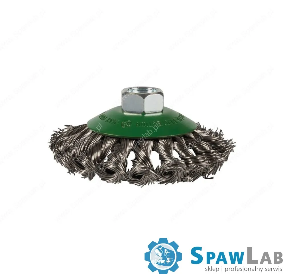 Spartus Szczotka stożkowa fi 100mm, drut nierdzewny splatany 0,5mm, gwint M14, zdjęcie 2
