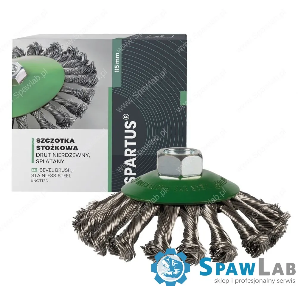 Spartus Szczotka stożkowa fi 115mm, drut nierdzewny splatany 0,5mm, gwint M14