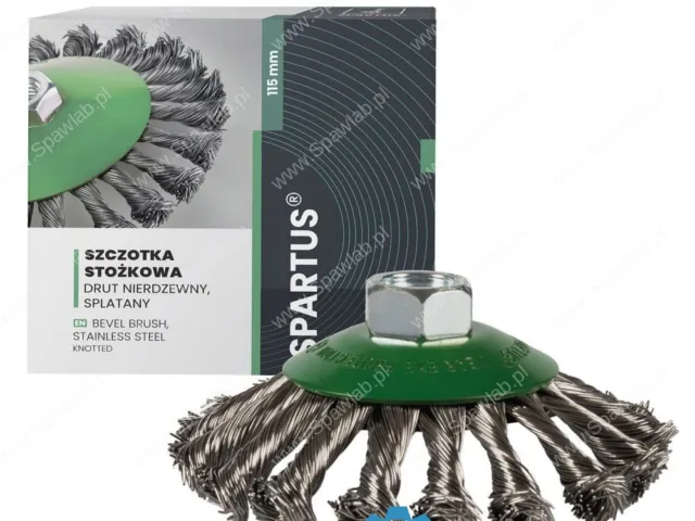Spartus Szczotka stożkowa fi 115mm, drut nierdzewny splatany 0,5mm, gwint M14