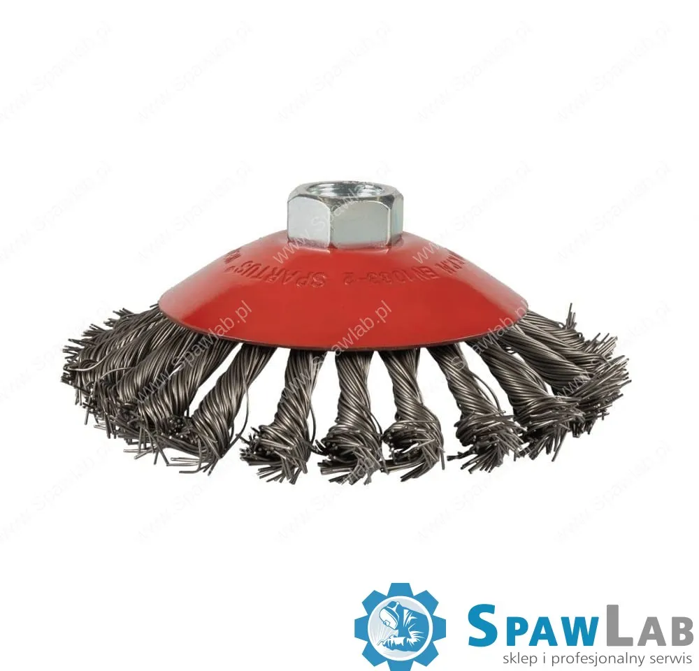 Spartus Szczotka stożkowa fi 125mm, drut stalowy splatany 0,5mm, gwint M14, zdjęcie 2