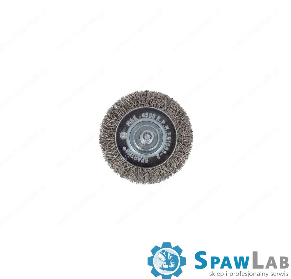 Spartus Szczotka tarczowa fi 50mm trzpieniowa, drut nierdzewny falisty 0,3mm, trzpień 6mm, zdjęcie 2