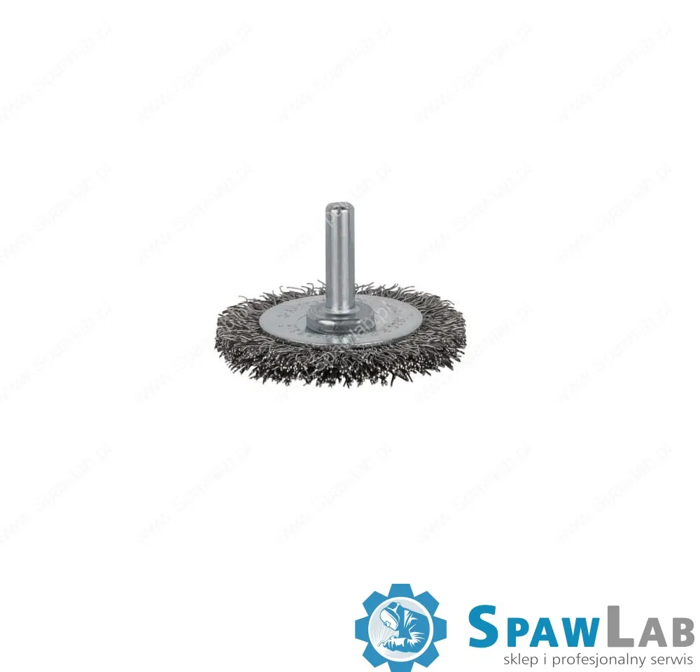 Spartus Szczotka tarczowa fi 50mm trzpieniowa, drut nierdzewny falisty 0,3mm, trzpień 6mm, zdjęcie 3