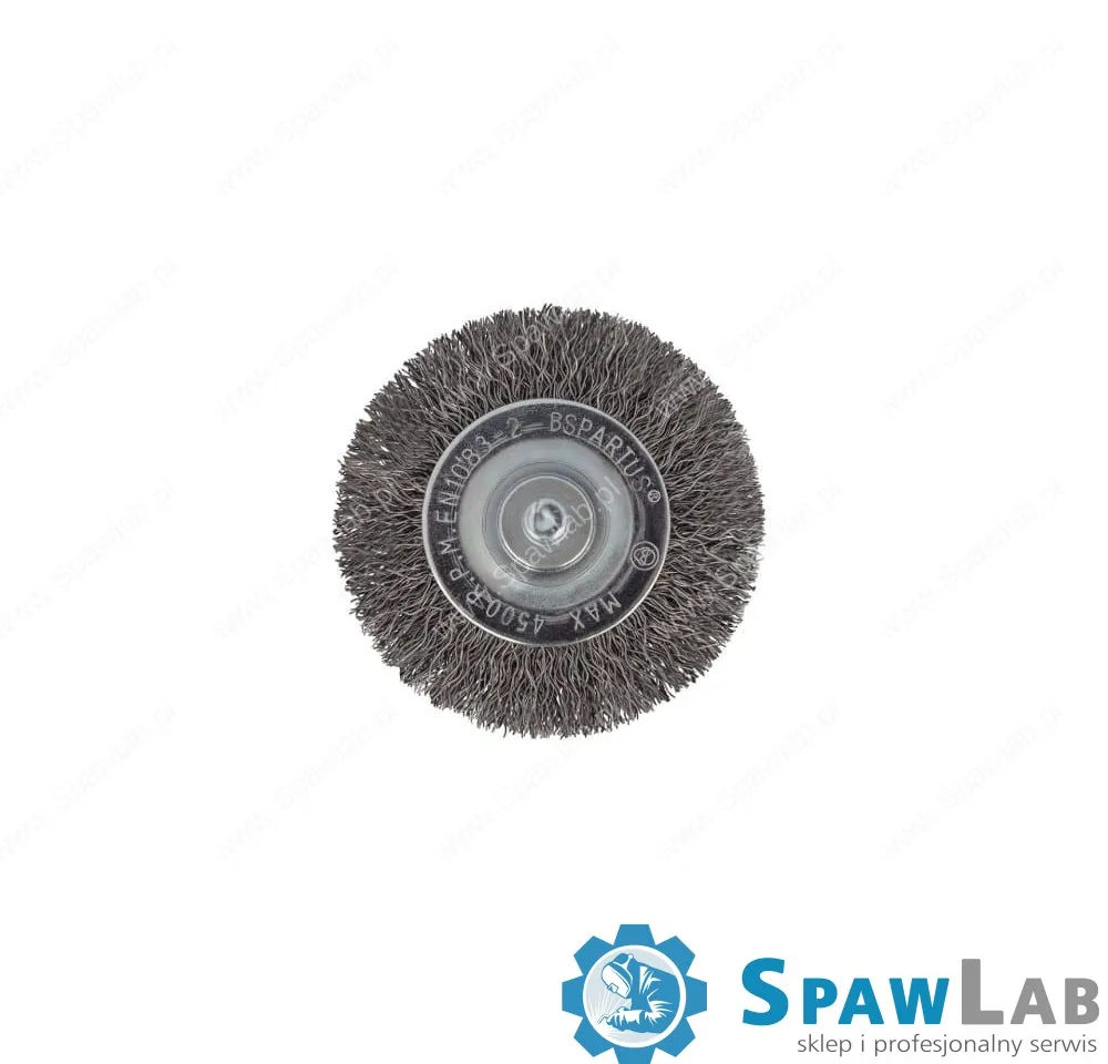 Spartus Szczotka tarczowa fi 63mm trzpieniowa, drut stalowy falisty 0,3mm, trzpień 6mm, zdjęcie 2