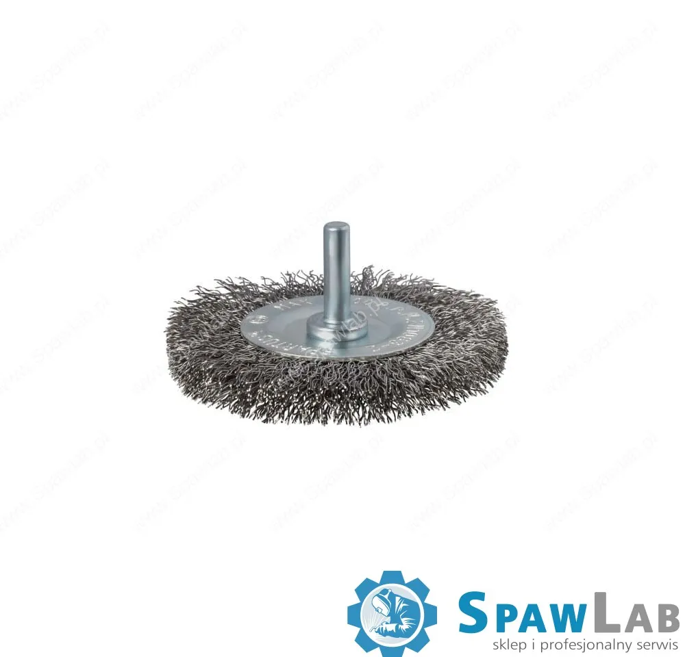 Spartus Szczotka tarczowa fi 75mm trzpieniowa, drut nierdzewny falisty 0,3mm, trzpień 6mm, zdjęcie 3