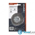 Spartus Szczotka tarczowa fi 75mm trzpieniowa, drut stalowy falisty 0,3mm, trzpień 6mm