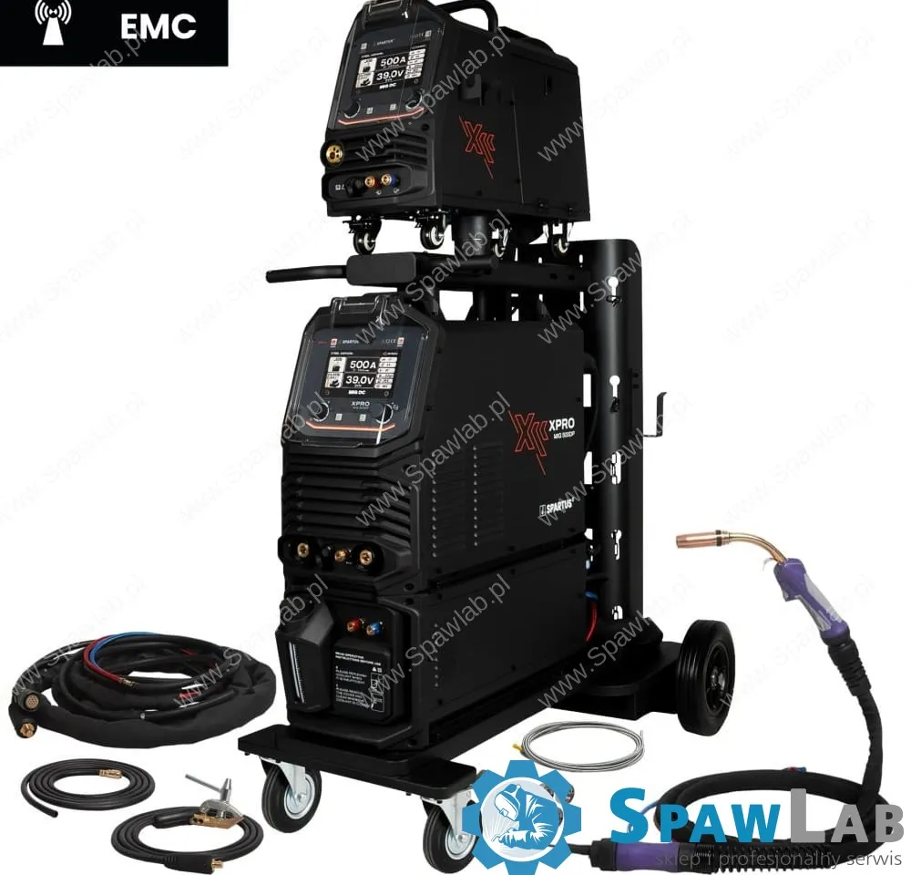 Spartus XPro MIG 500 Dual Pulse [źródło, chłodnica, podajnik, wózek, przewód zespolony 5m] pakiet