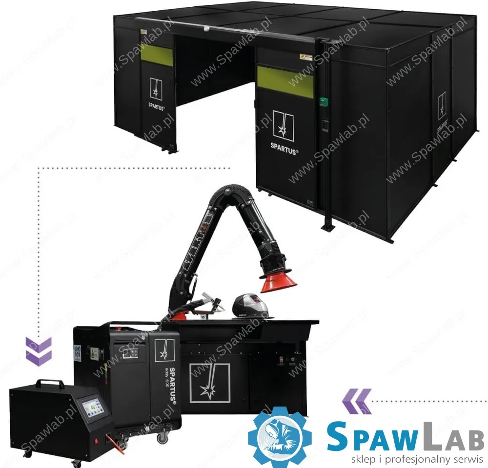 Spartus Zabudowa stanowiska 6000x4000x2250 do spawania laserowego z dachem i wyposażeniem