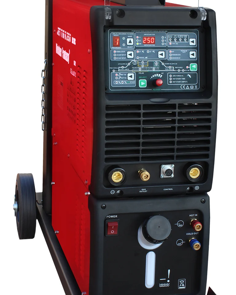 Spawarka inwertorowa JET TIG II TOWER AC/DC 250A IGBT PFC Welder Fantasy + chłodnica + wózek + uchwyt PARKER SGT18 4m HOT