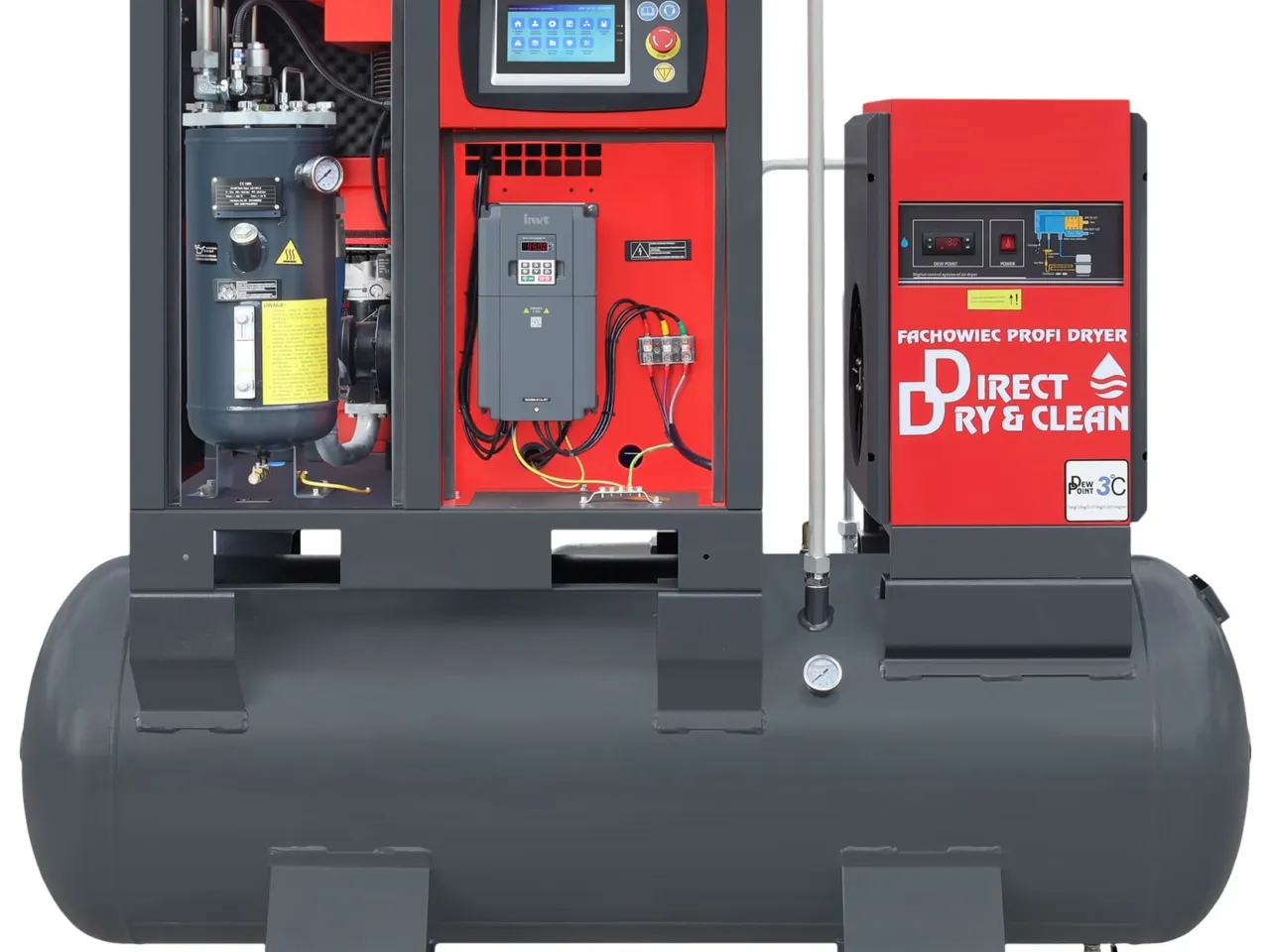 Sprężarka śrubowa ARROW II VSD 15 kW/500 710-1100 l/min. 16 Bar zestaw na zbiorniku poziomym 500L+ osuszacz + filtry ISO 8573-1 1:4:1, zdjęcie 5