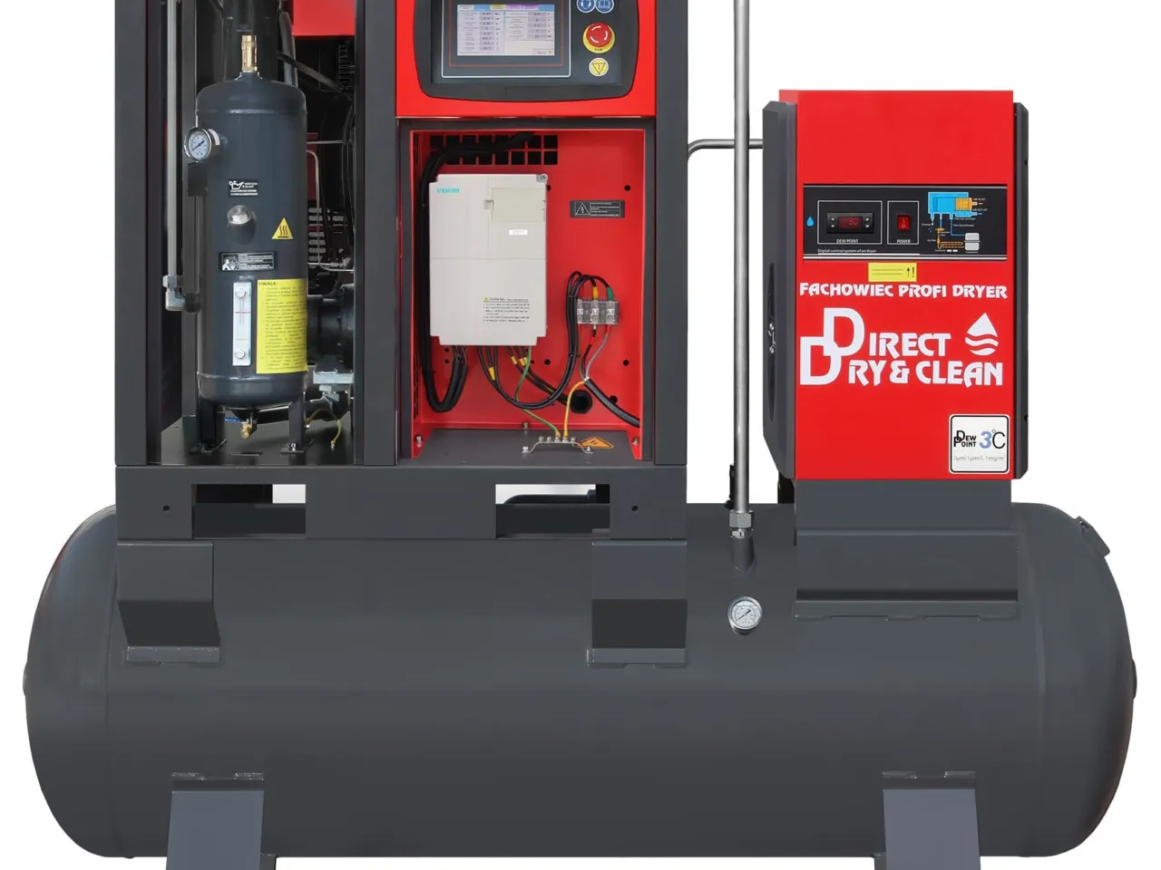 Sprężarka śrubowa ARROW II VSD 15 kW/500 720-1800 l/min. 10 Bar zestaw na zbiorniku poziomym 500L + osuszacz + filtry ISO 8573-1 1:4:1, zdjęcie 5