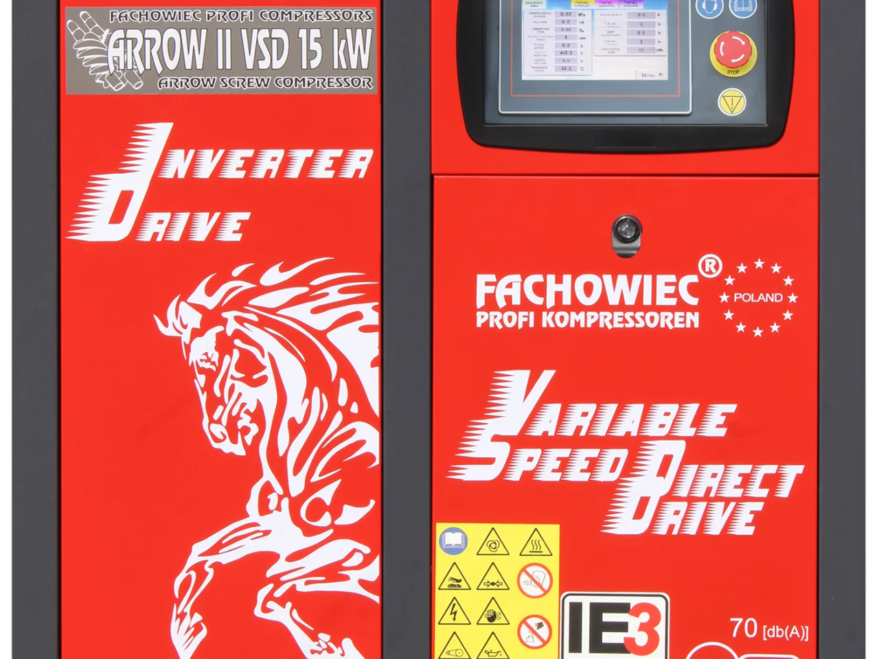 Sprężarka śrubowa Profi Kompressoren ARROW II 15 kW VSD 720-1800 l/min 10 bar 400V napęd bezpośredni, zdjęcie 3