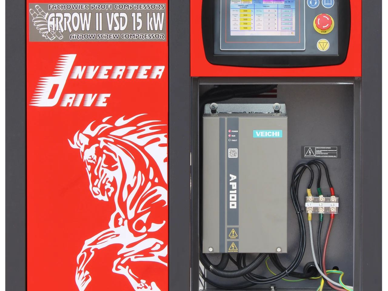 Sprężarka śrubowa Profi Kompressoren ARROW II 15 kW VSD 720-1800 l/min 10 bar 400V napęd bezpośredni, zdjęcie 5