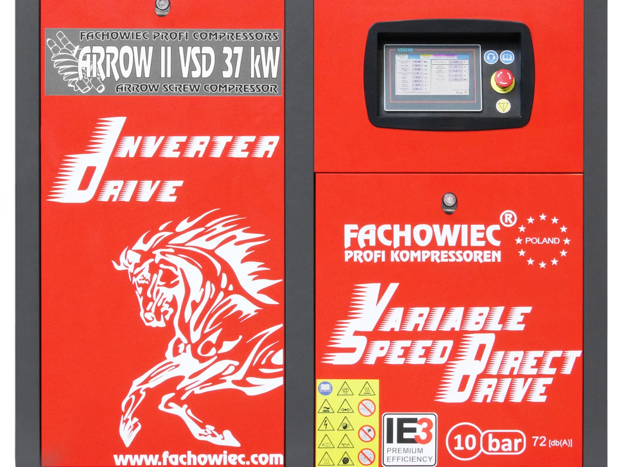 Sprężarka śrubowa Profi Kompressoren ARROW II 37 kW VSD 2040-5600 l/min 10 bar 400V napęd bezpośredni, zdjęcie 3
