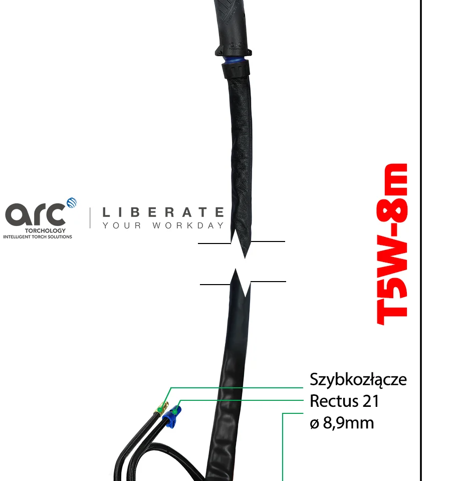 TIG ARC Uchwyt T5W/8m 550A-DC/385-AC, zdjęcie 2