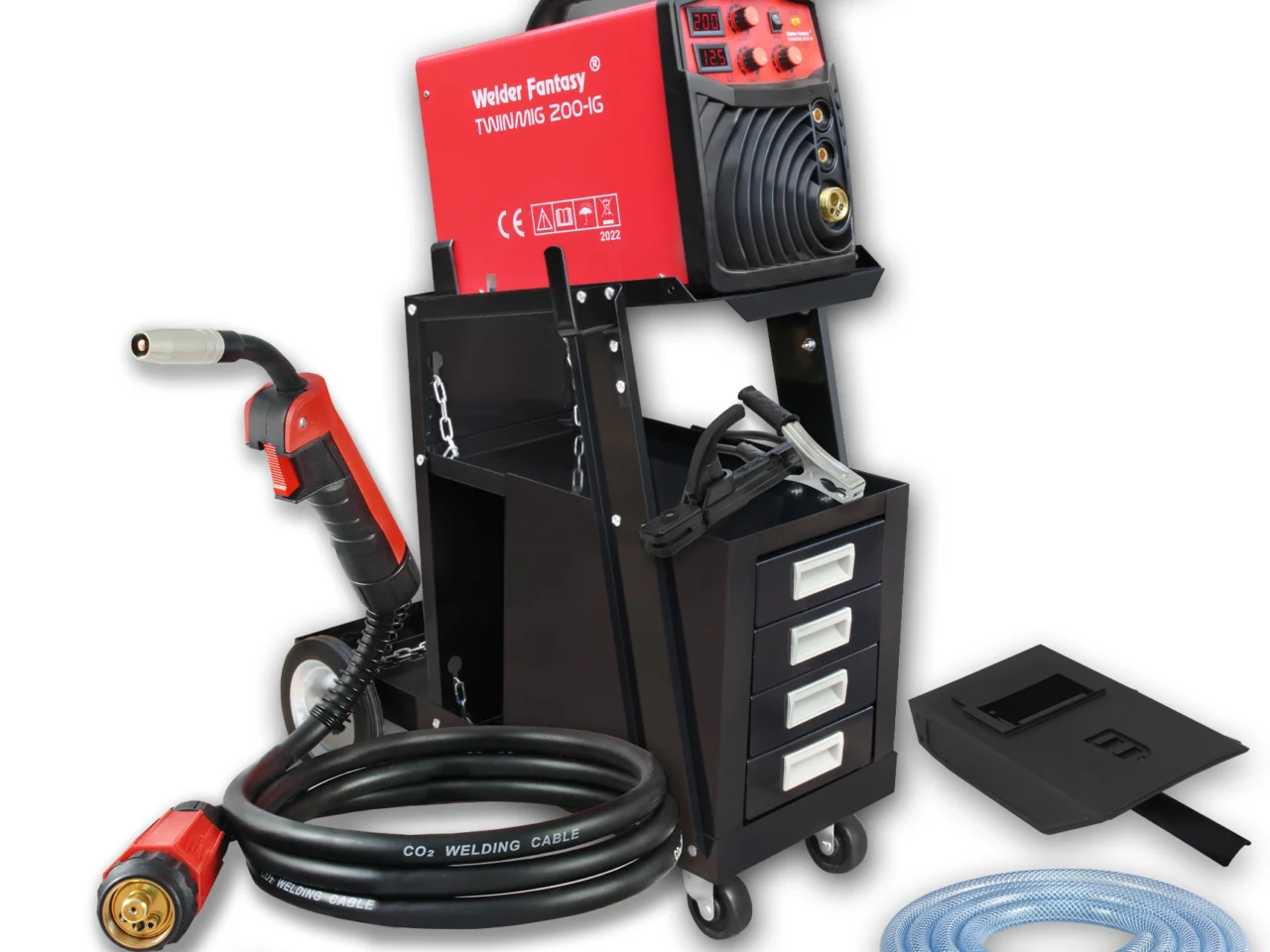 Zestaw producenta półautomat spawalniczy 2w1 TWINMIG 200A-IG reg. indukcyjności. MIG/MAG/FCAW/MMA Welder Fantasy + Wózek spawalniczy 1301